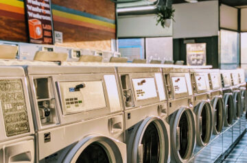 A row of laundromats at The Washroom in Milwaukee.