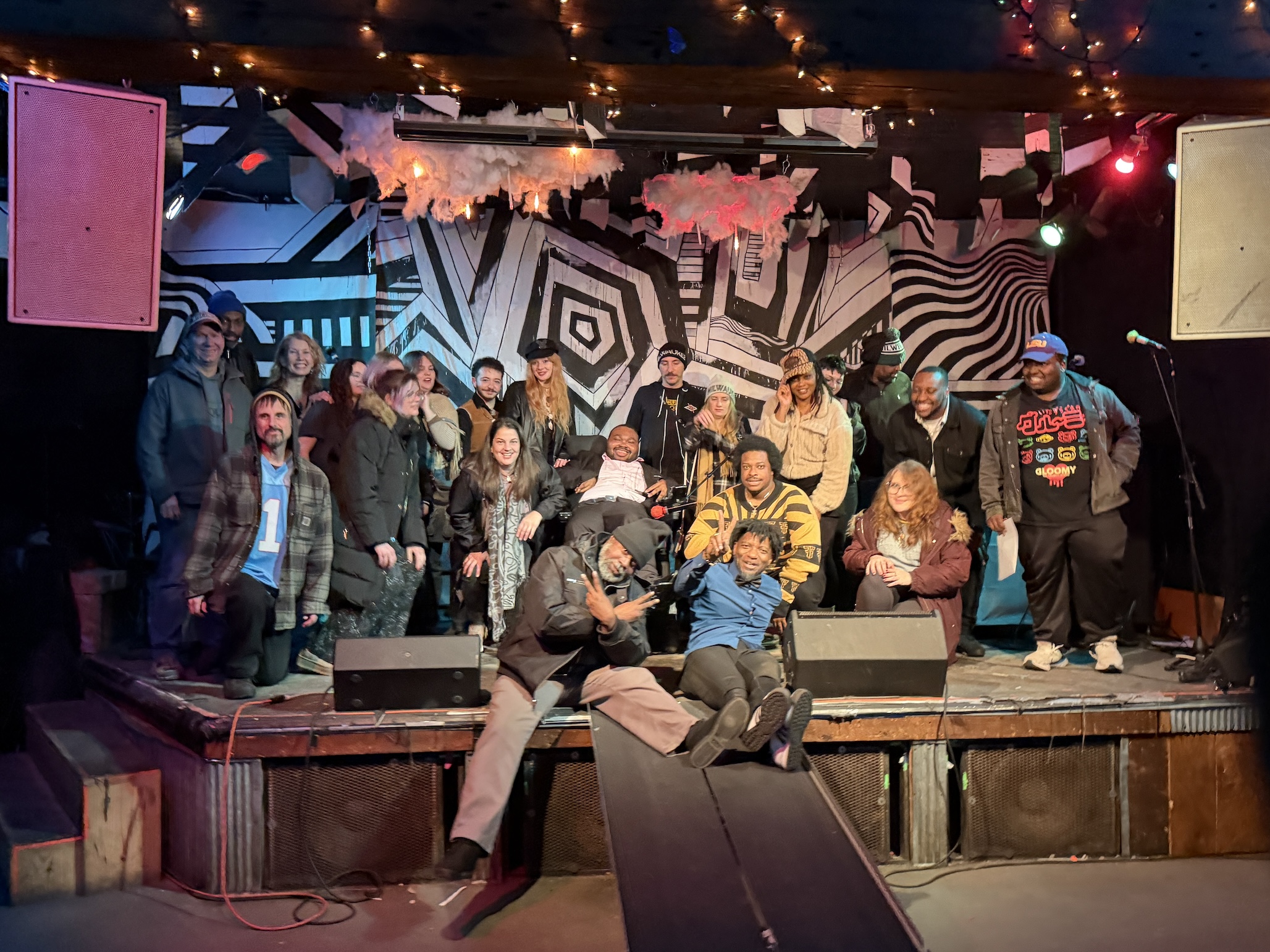 The crowd joins Rap J on stage at Cactus Club.