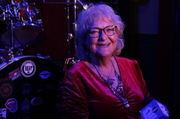 Claire Sardina on stage at Paulie's Pub in West Allis, Wisconsin.